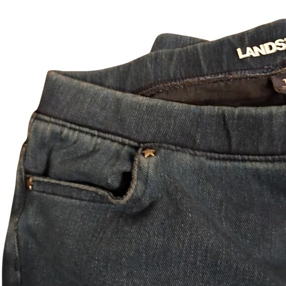 LANDS’ END Straight Leg Jegging Pant 12 Dark Denim Knit Classic Pull-On Quietlux - Picture 4 of 10